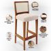 Banqueta Alta Para Cozinha Sala de Jantar Encosto em Tela Branco Zion L02 Suede Bege - Lyam Decor