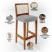 Banqueta Alta Para Cozinha Sala de Jantar Encosto em Tela Branco Zion L02 Suede Cinza - Lyam Decor
