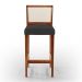 Banqueta Alta Para Cozinha Sala de Jantar Encosto em Tela Branco Zion L02 Suede Preto - Lyam Decor