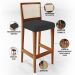 Banqueta Alta Para Cozinha Sala de Jantar Encosto em Tela Branco Zion L02 Suede Preto - Lyam Decor