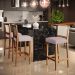 Banqueta Alta Para Cozinha Sala de Jantar Encosto em Tela Branco Zion L02 Suede Rosê - Lyam Decor