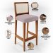 Banqueta Alta Para Cozinha Sala de Jantar Encosto em Tela Branco Zion L02 Suede Rosê - Lyam Decor