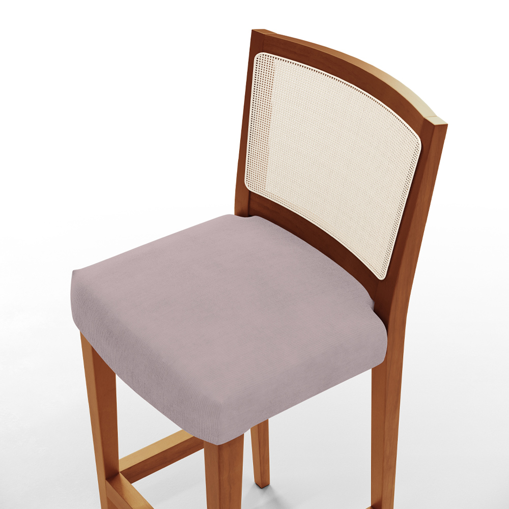 Banqueta Alta Para Cozinha Sala de Jantar Encosto em Tela Branco Zion L02 Suede Rosê - Lyam Decor
