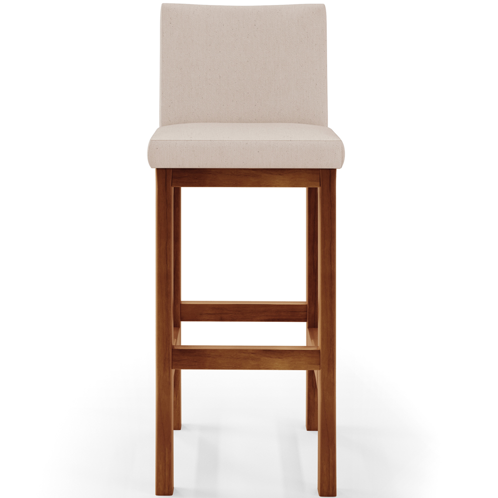 Banqueta Alta Para Cozinha Sala de Jantar Fixa Alya L02 Linho Bege - Lyam Decor
