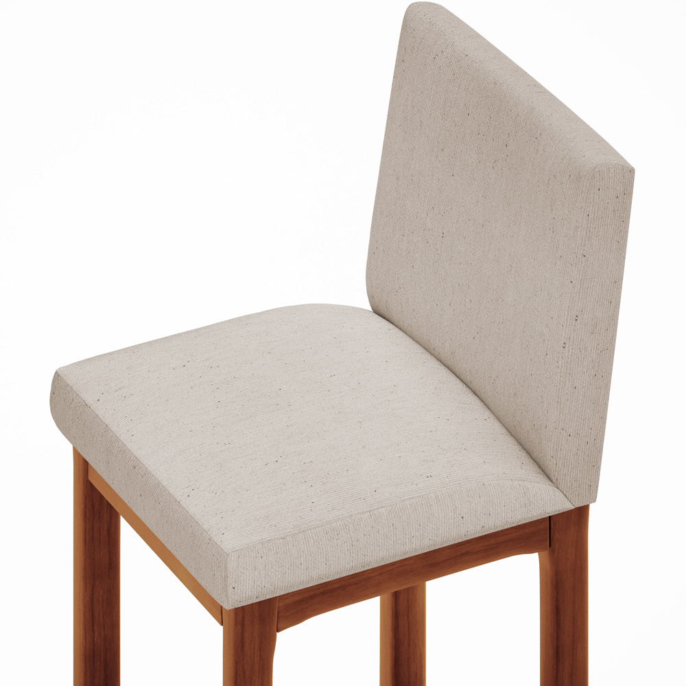 Banqueta Alta Para Cozinha Sala de Jantar Fixa Alya L02 Linho Bege - Lyam Decor