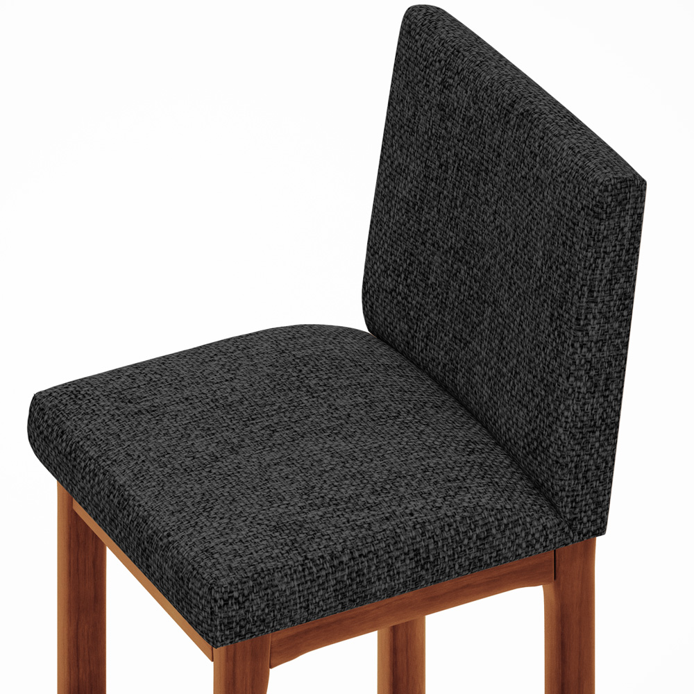 Banqueta Alta Para Cozinha Sala de Jantar Fixa Alya L02 Linho Chumbo - Lyam Decor