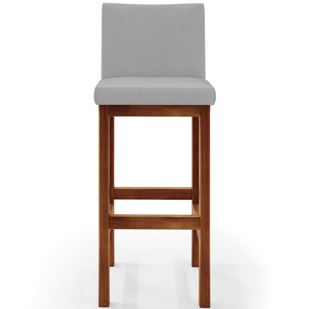 Banqueta Alta Para Cozinha Sala de Jantar Fixa Alya L02 Linho Cinza - Lyam Decor