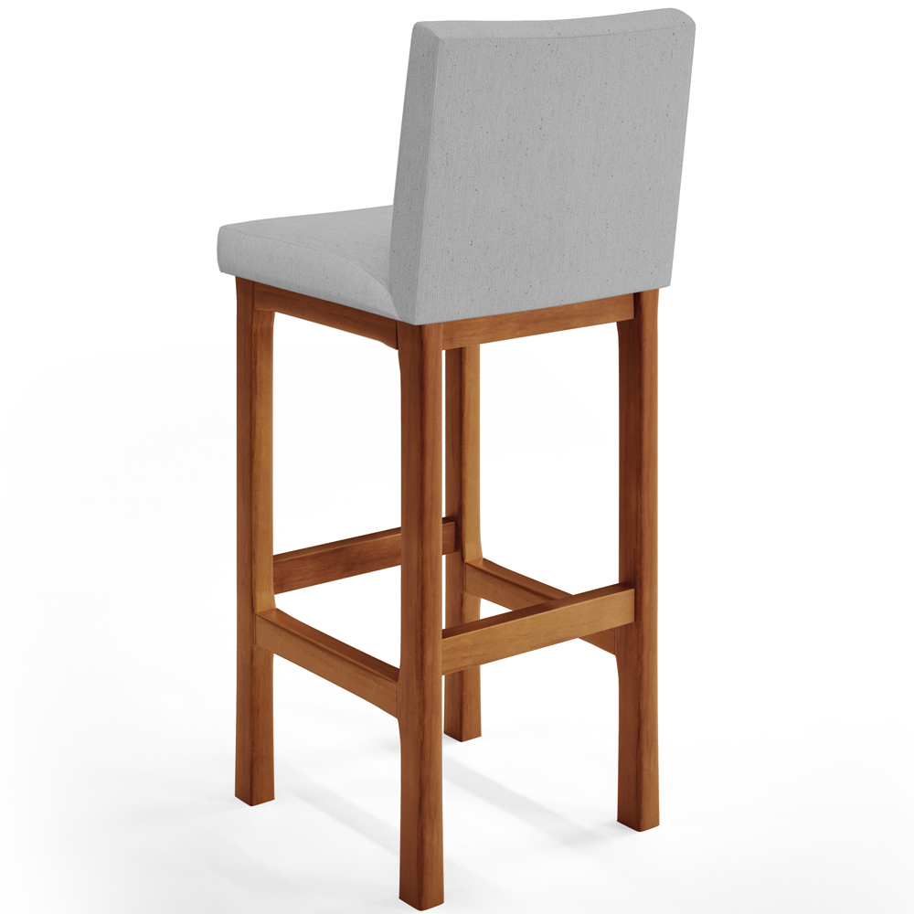 Banqueta Alta Para Cozinha Sala de Jantar Fixa Alya L02 Linho Cinza - Lyam Decor