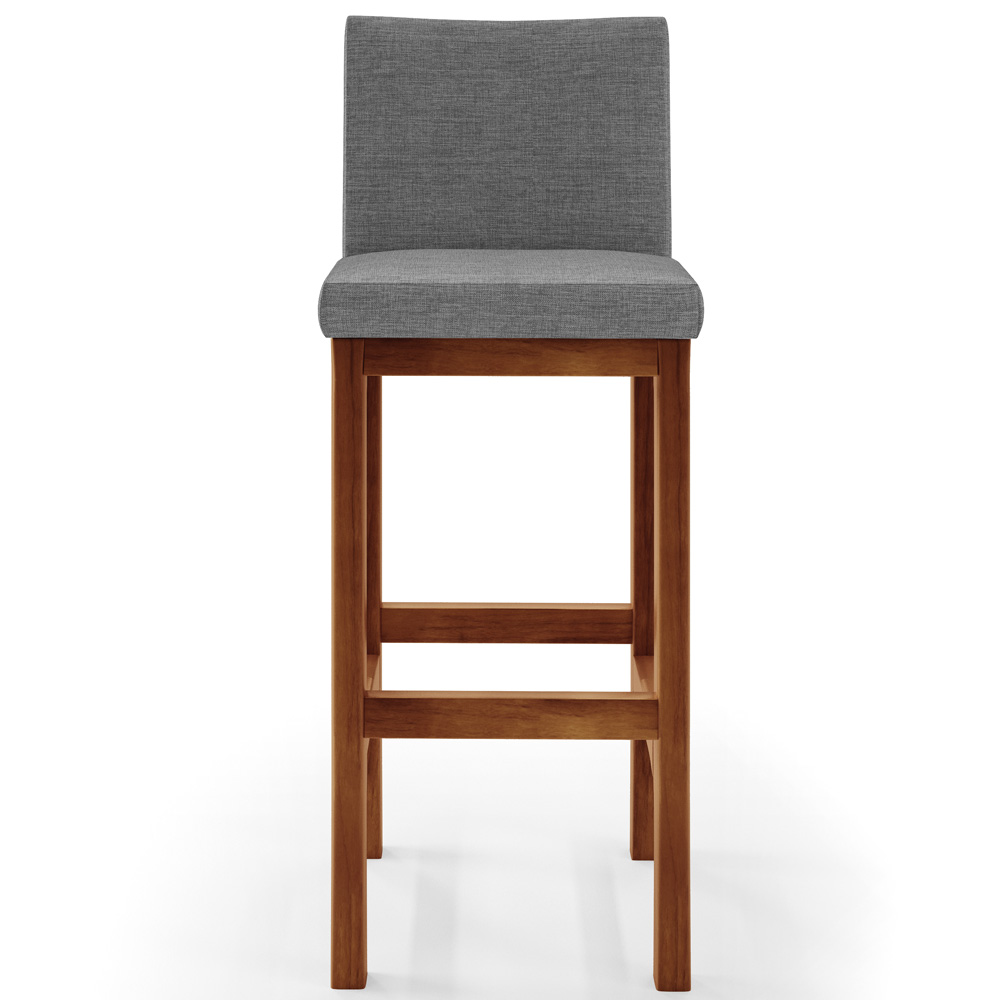 Banqueta Alta Para Cozinha Sala de Jantar Fixa Alya L02 Linho Cinza Escuro - Lyam Decor