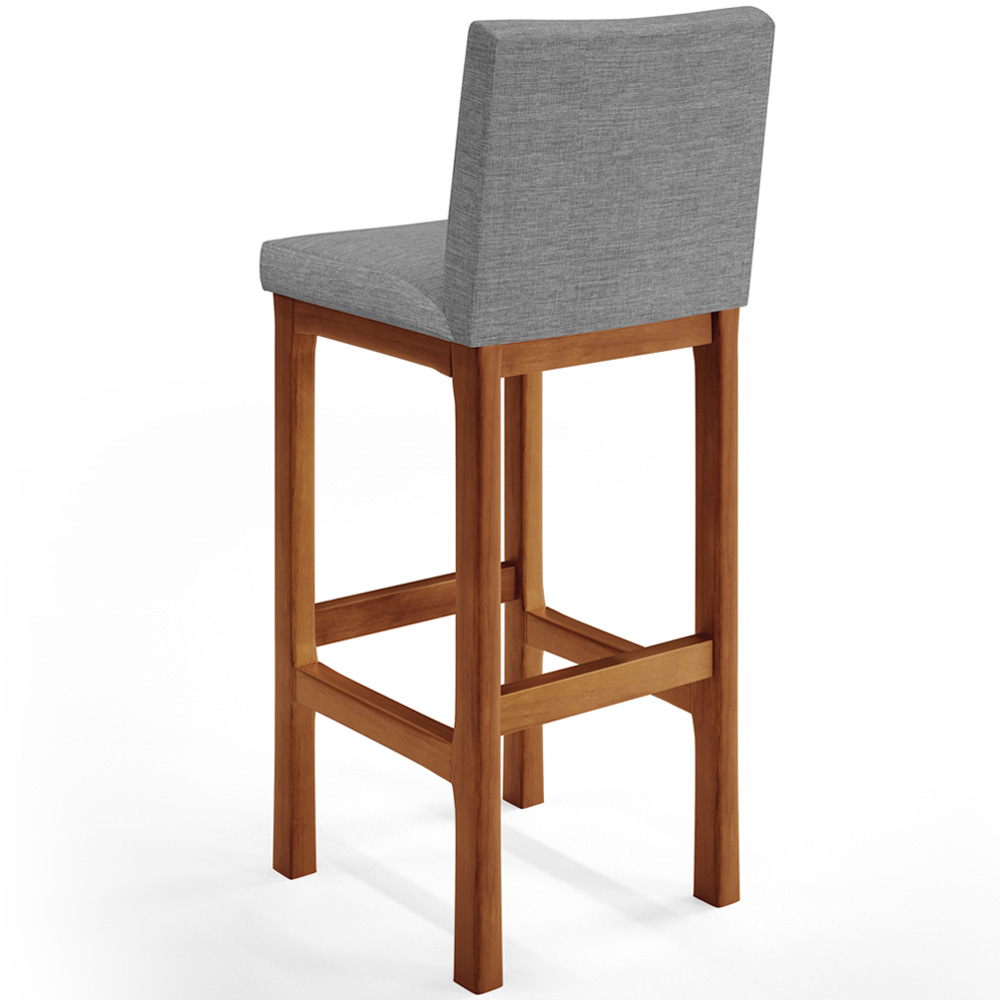Banqueta Alta Para Cozinha Sala de Jantar Fixa Alya L02 Linho Cinza Escuro - Lyam Decor