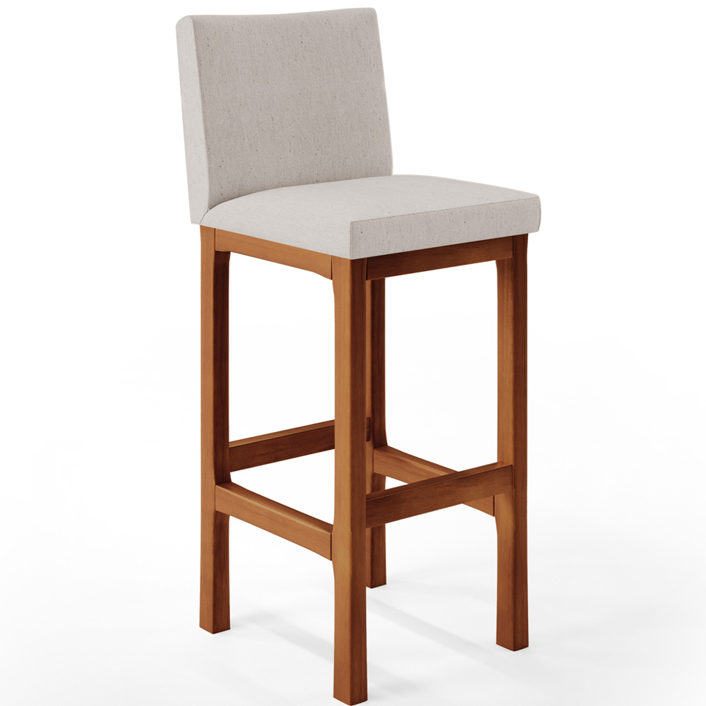 Banqueta Alta Para Cozinha Sala de Jantar Fixa Alya L02 Linho Cru - Lyam Decor