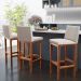 Banqueta Alta Para Cozinha Sala de Jantar Fixa Alya L02 Linho Cru - Lyam Decor