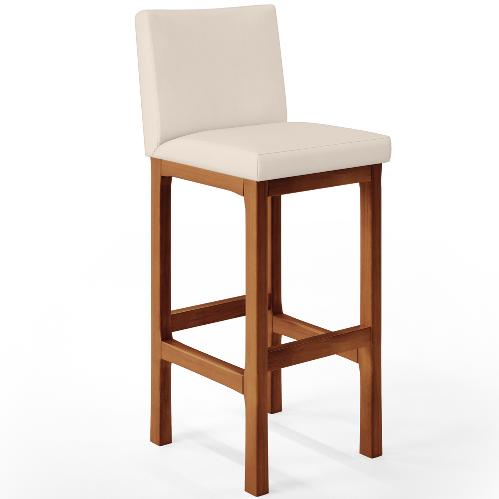 Banqueta Alta Para Cozinha Sala de Jantar Fixa Alya L02 Suede Bege - Lyam Decor