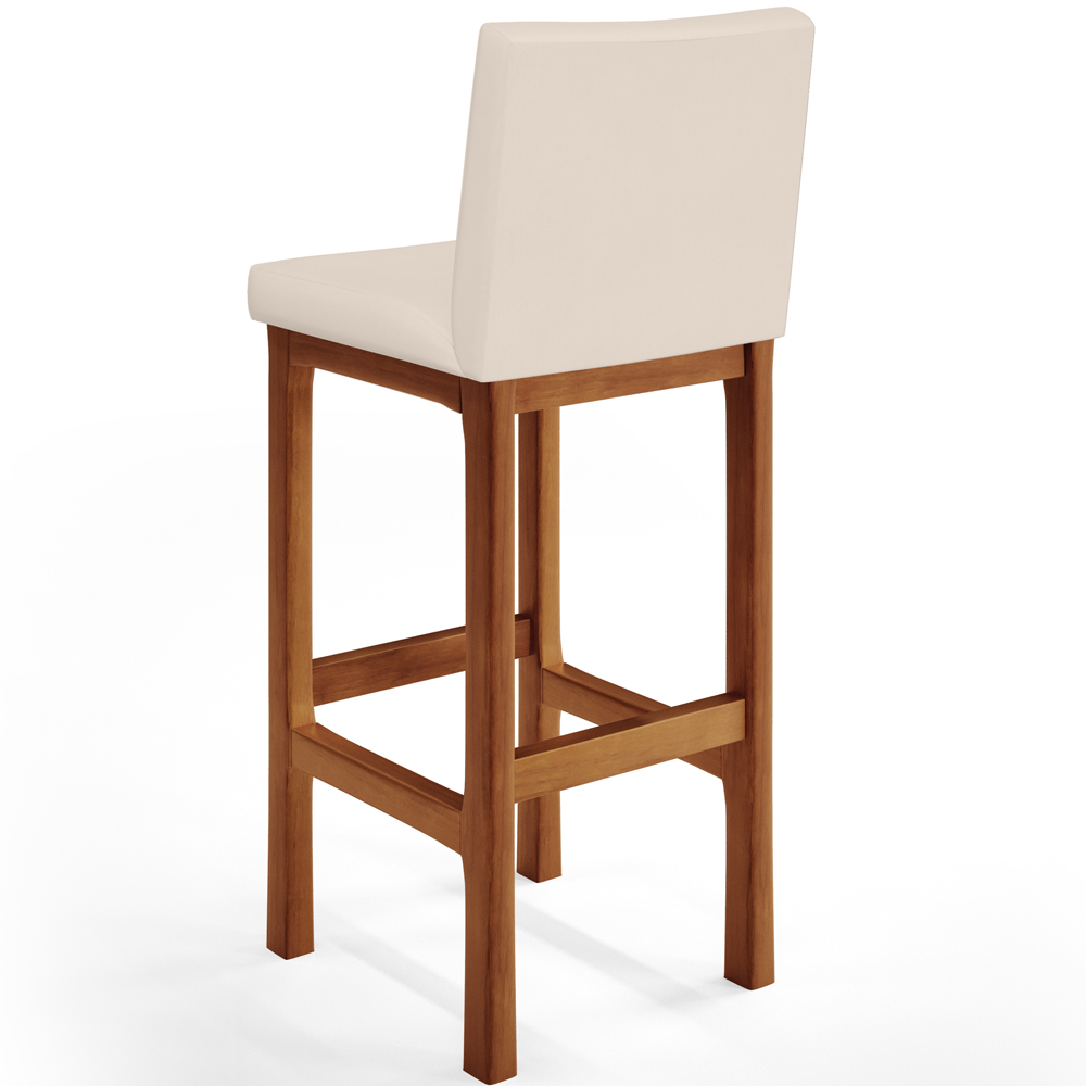 Banqueta Alta Para Cozinha Sala de Jantar Fixa Alya L02 Suede Bege - Lyam Decor