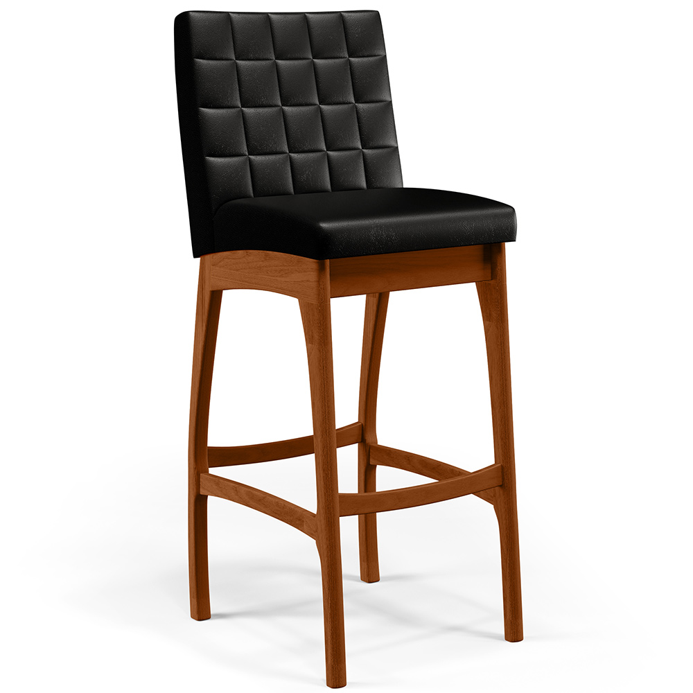 Banqueta Alta Para Cozinha Sala de Jantar Fixa Mila B04 Couríssimo Preto - Lyam Decor