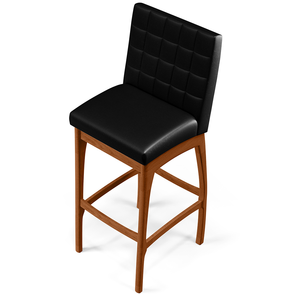 Banqueta Alta Para Cozinha Sala de Jantar Fixa Mila B04 Couríssimo Preto - Lyam Decor