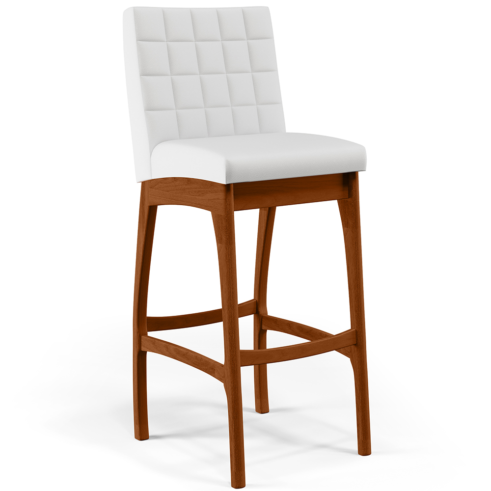 Banqueta Alta Para Cozinha Sala de Jantar Fixa Mila B04 Facto Branco Fosco - Lyam Decor
