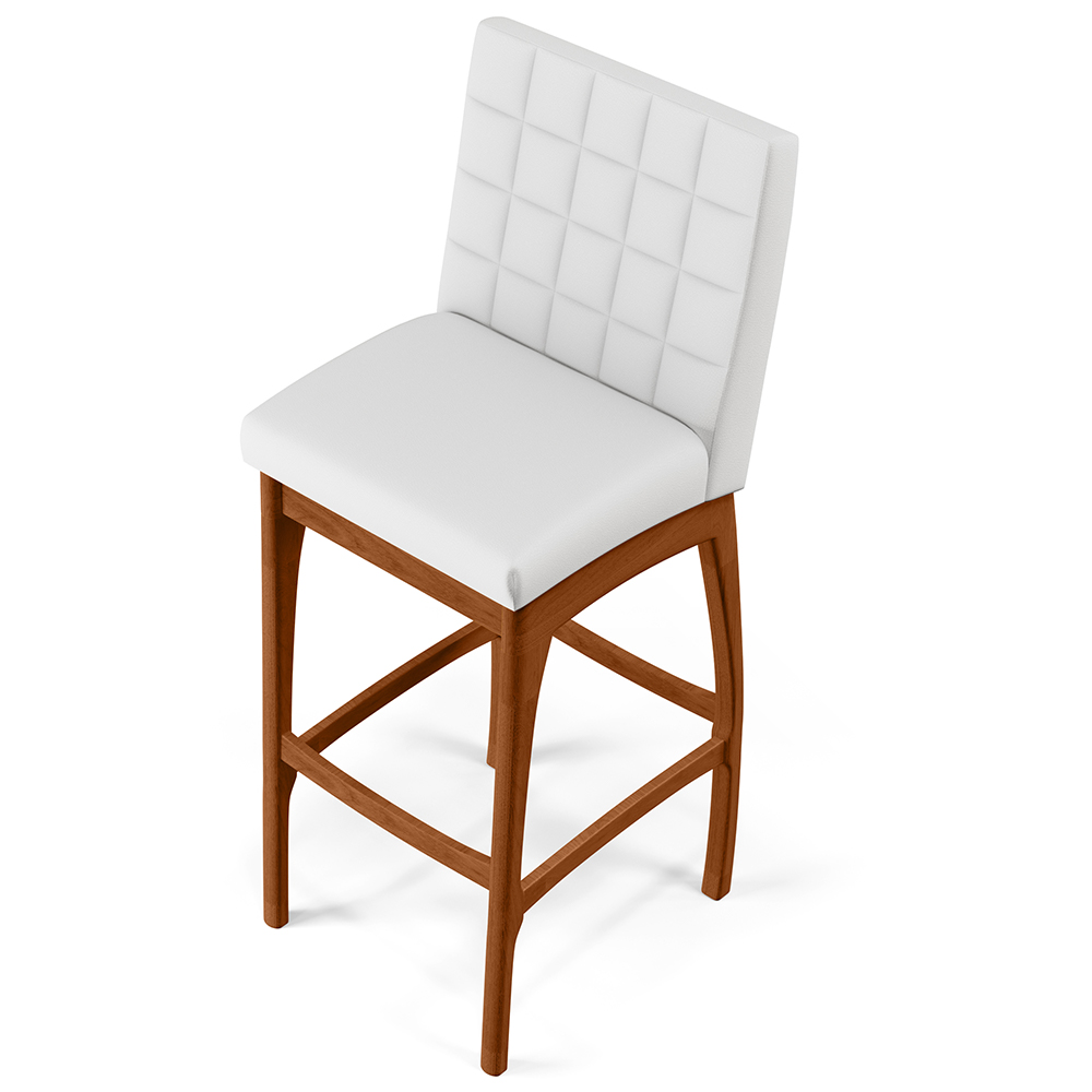 Banqueta Alta Para Cozinha Sala de Jantar Fixa Mila B04 Facto Branco Fosco - Lyam Decor