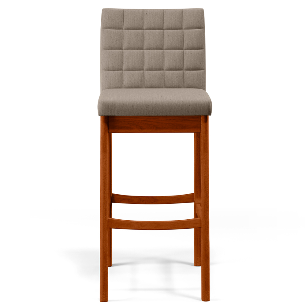Banqueta Alta Para Cozinha Sala de Jantar Fixa Mila B04 Linho Bege - Lyam Decor