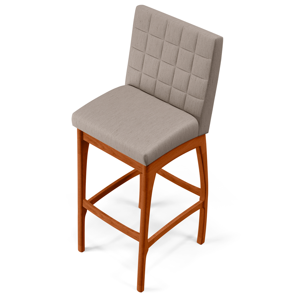 Banqueta Alta Para Cozinha Sala de Jantar Fixa Mila B04 Linho Bege - Lyam Decor