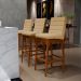 Banqueta Alta Para Cozinha Sala de Jantar Fixa Mila B04 Linho Bege Escuro - Lyam Decor