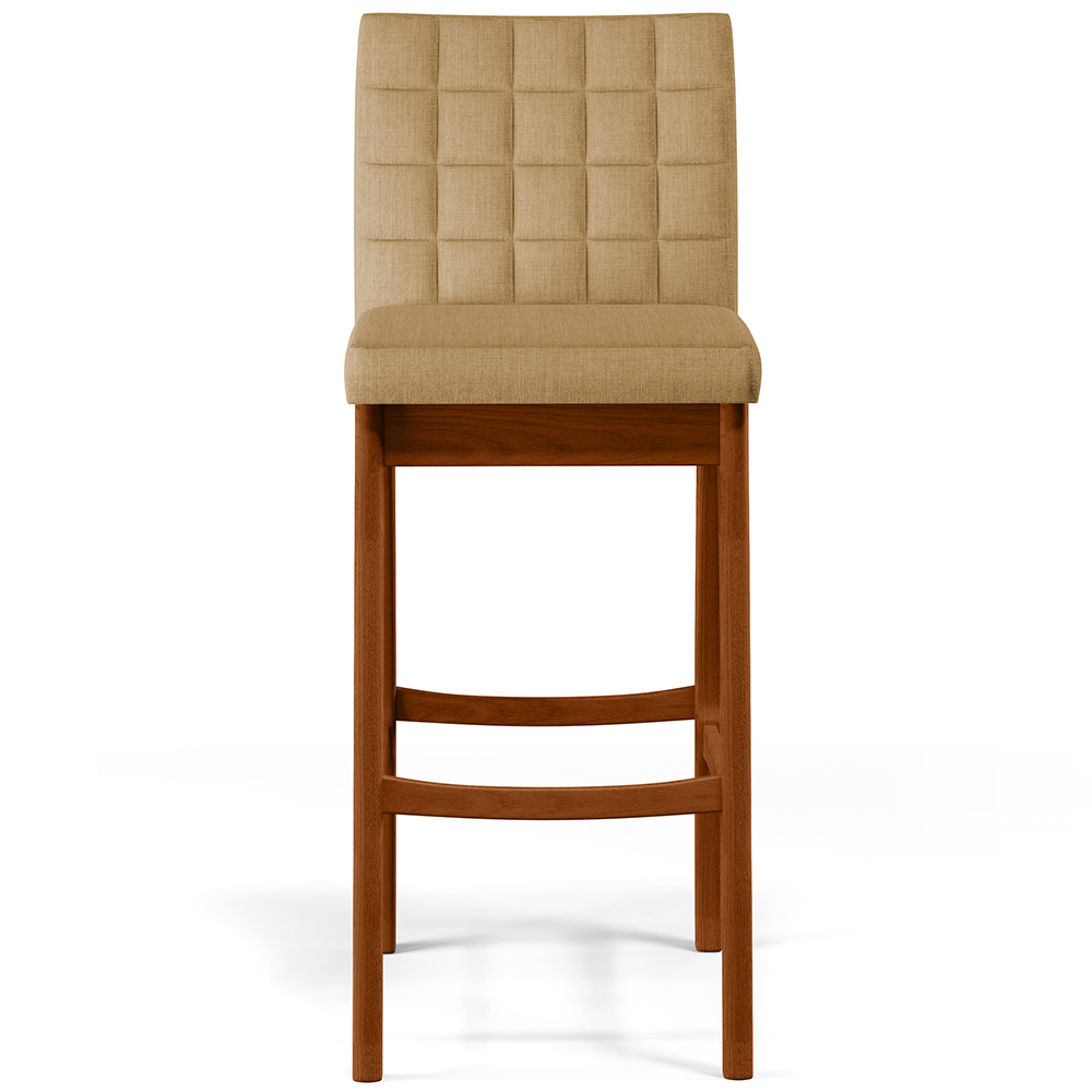 Banqueta Alta Para Cozinha Sala de Jantar Fixa Mila B04 Linho Bege Escuro - Lyam Decor