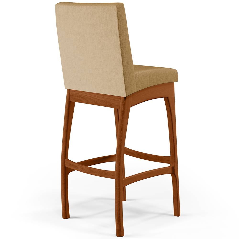 Banqueta Alta Para Cozinha Sala de Jantar Fixa Mila B04 Linho Bege Escuro - Lyam Decor