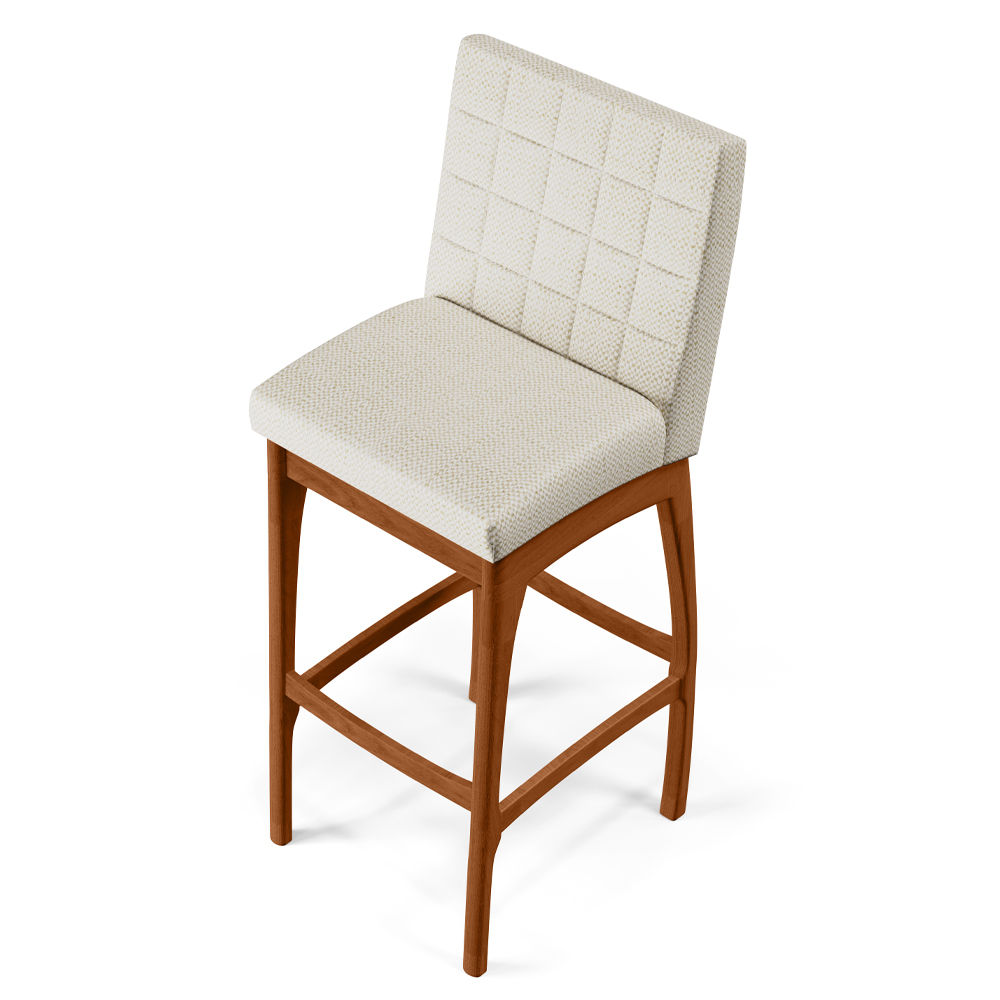 Banqueta Alta Para Cozinha Sala de Jantar Fixa Mila B04 Linho Champagne - Lyam Decor