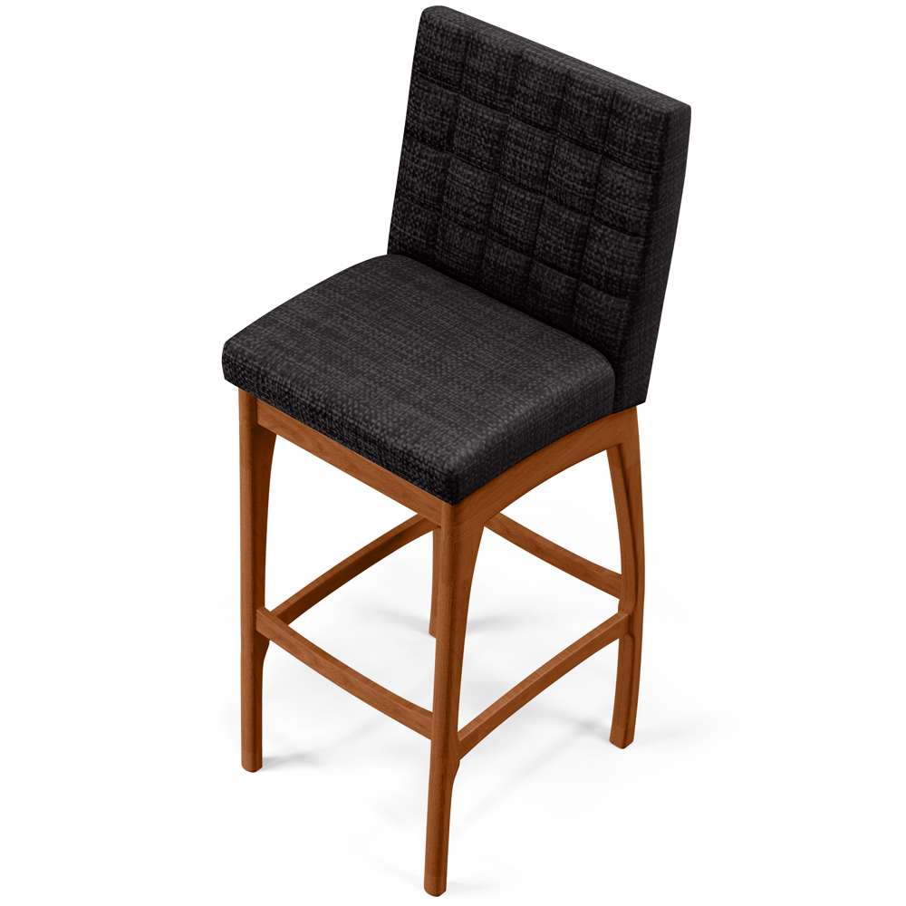 Banqueta Alta Para Cozinha Sala de Jantar Fixa Mila B04 Linho Chumbo - Lyam Decor