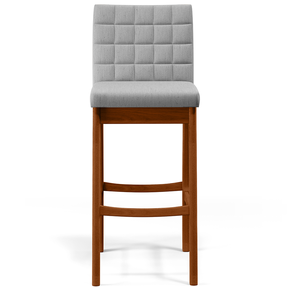 Banqueta Alta Para Cozinha Sala de Jantar Fixa Mila B04 Linho Cinza - Lyam Decor