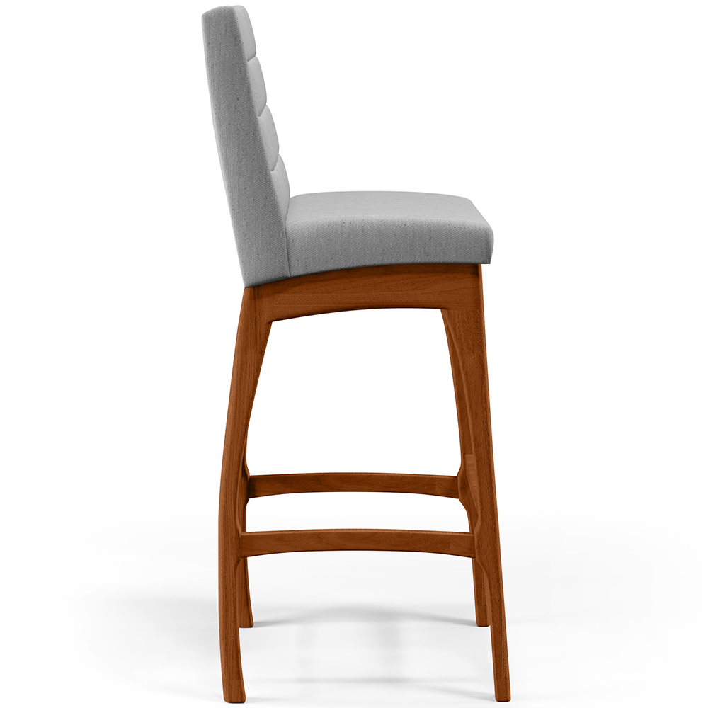 Banqueta Alta Para Cozinha Sala de Jantar Fixa Mila B04 Linho Cinza - Lyam Decor