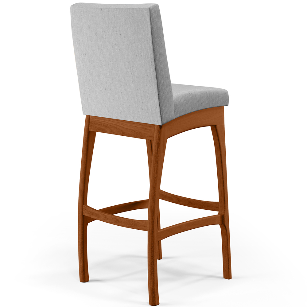 Banqueta Alta Para Cozinha Sala de Jantar Fixa Mila B04 Linho Cinza - Lyam Decor