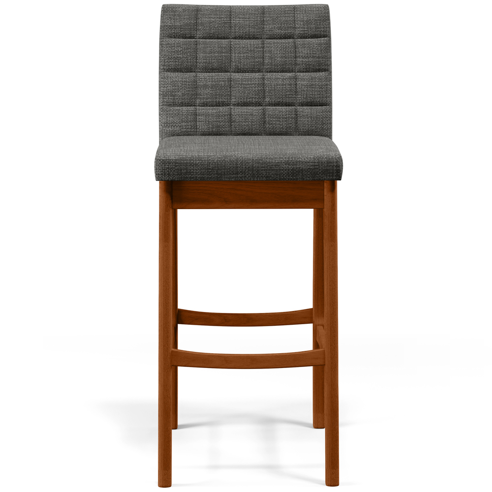Banqueta Alta Para Cozinha Sala de Jantar Fixa Mila B04 Linho Cinza Escuro - Lyam Decor