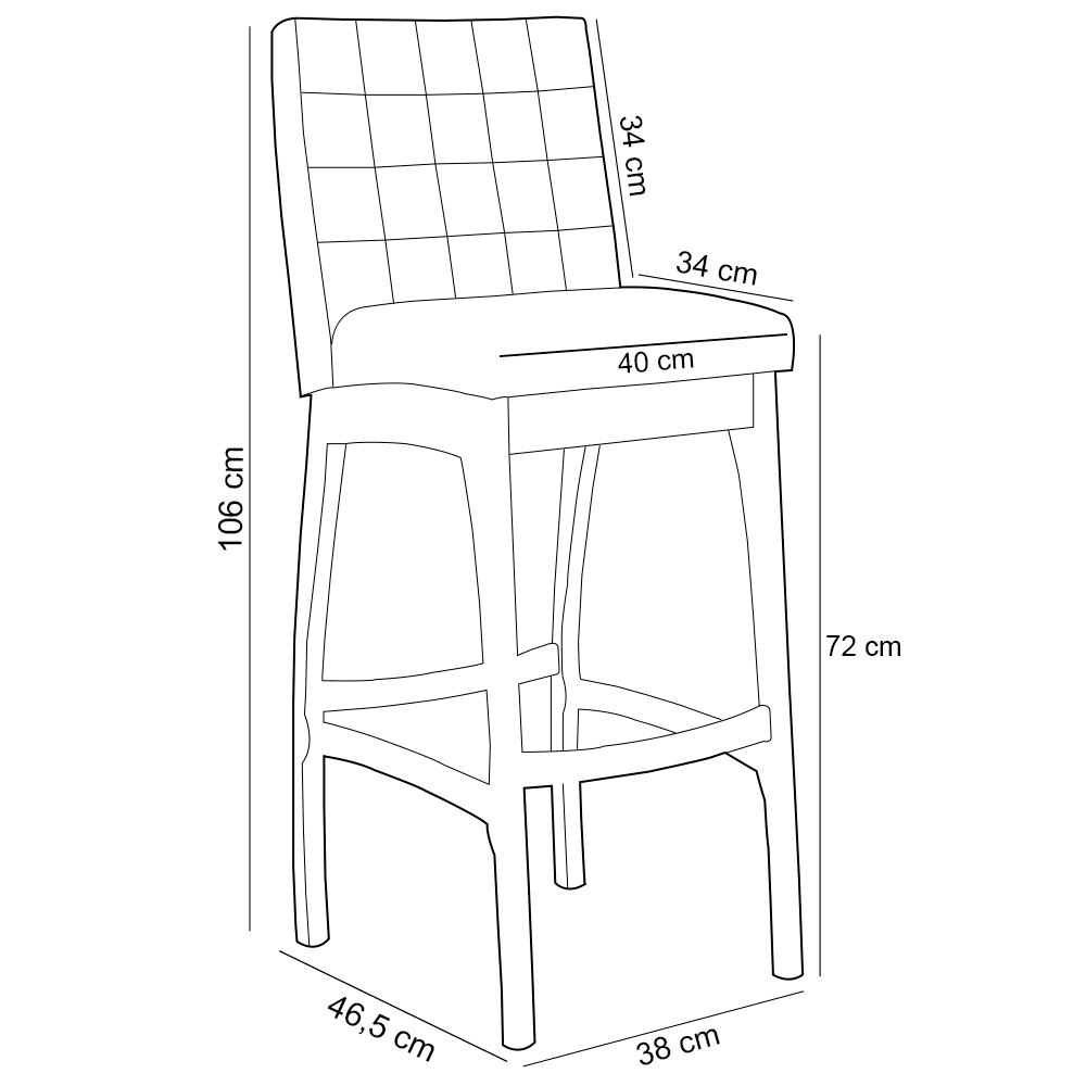 Banqueta Alta Para Cozinha Sala de Jantar Fixa Mila B04 Linho Cinza Escuro - Lyam Decor