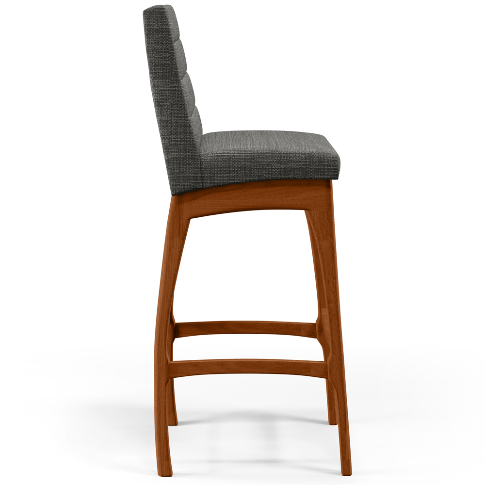 Banqueta Alta Para Cozinha Sala de Jantar Fixa Mila B04 Linho Cinza Escuro - Lyam Decor
