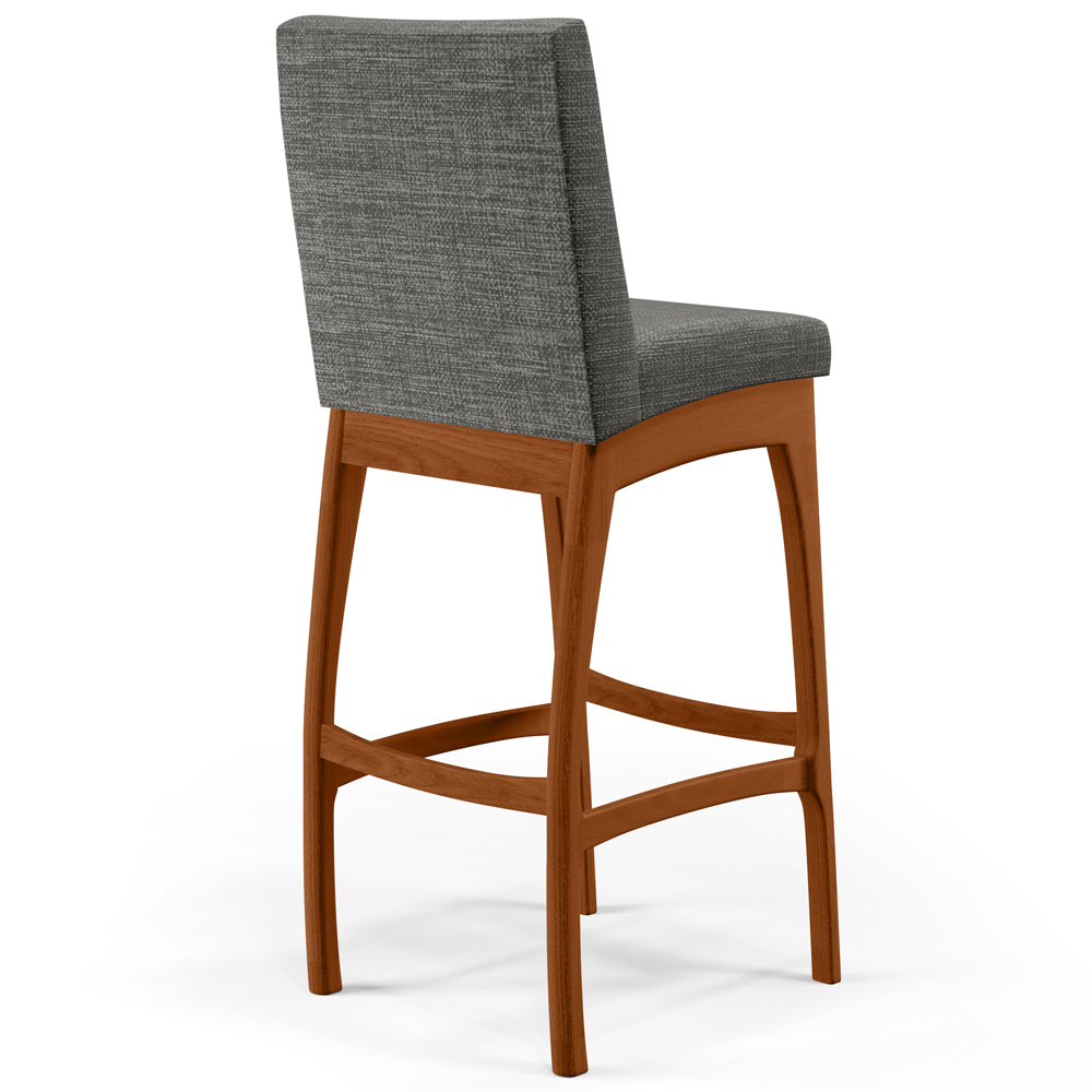 Banqueta Alta Para Cozinha Sala de Jantar Fixa Mila B04 Linho Cinza Escuro - Lyam Decor