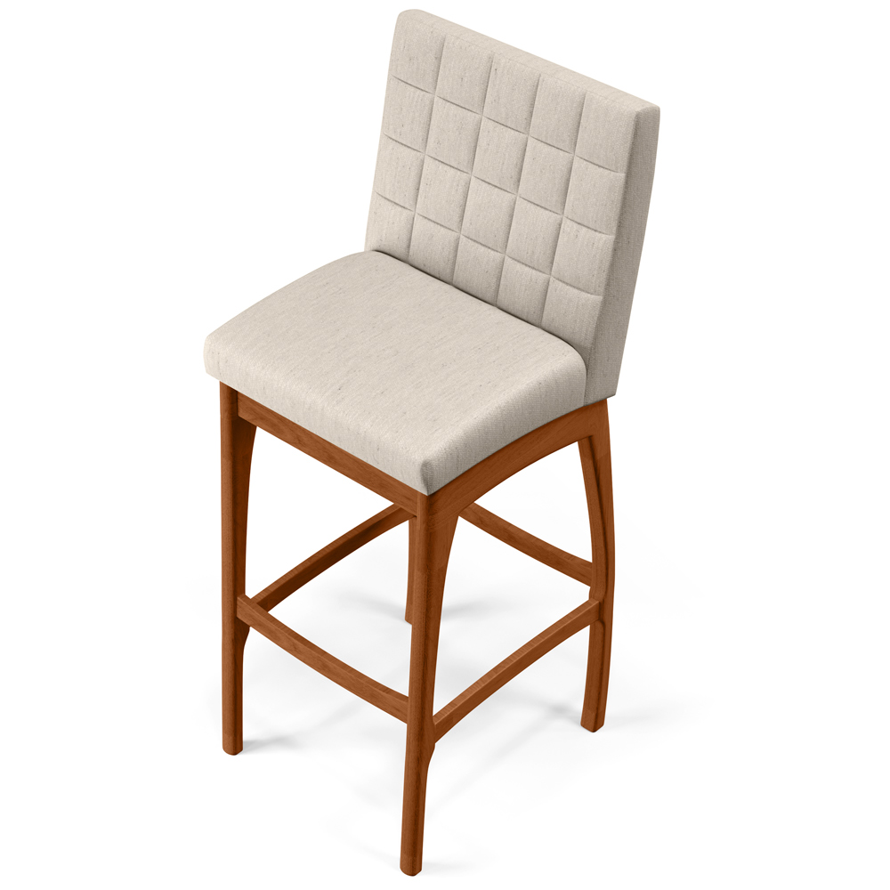 Banqueta Alta Para Cozinha Sala de Jantar Fixa Mila B04 Linho Cru - Lyam Decor