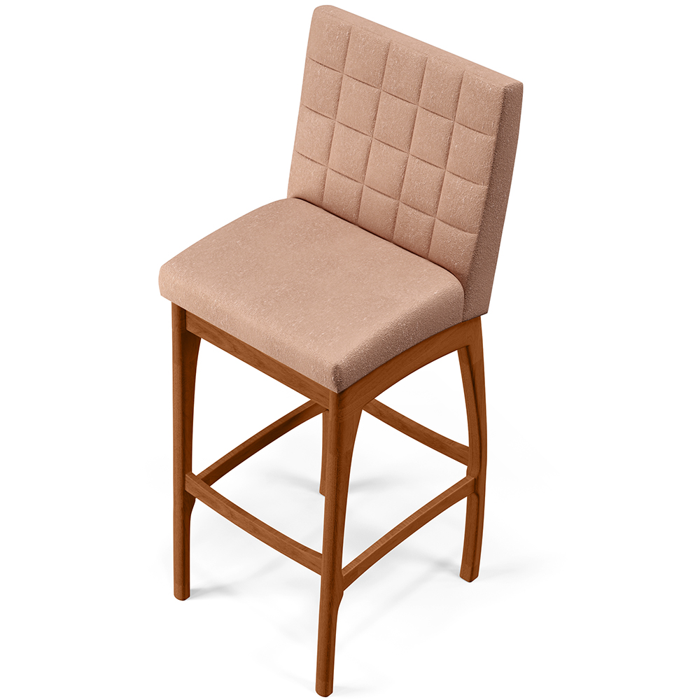 Banqueta Alta Para Cozinha Sala de Jantar Fixa Mila B04 Linho Rosê - Lyam Decor