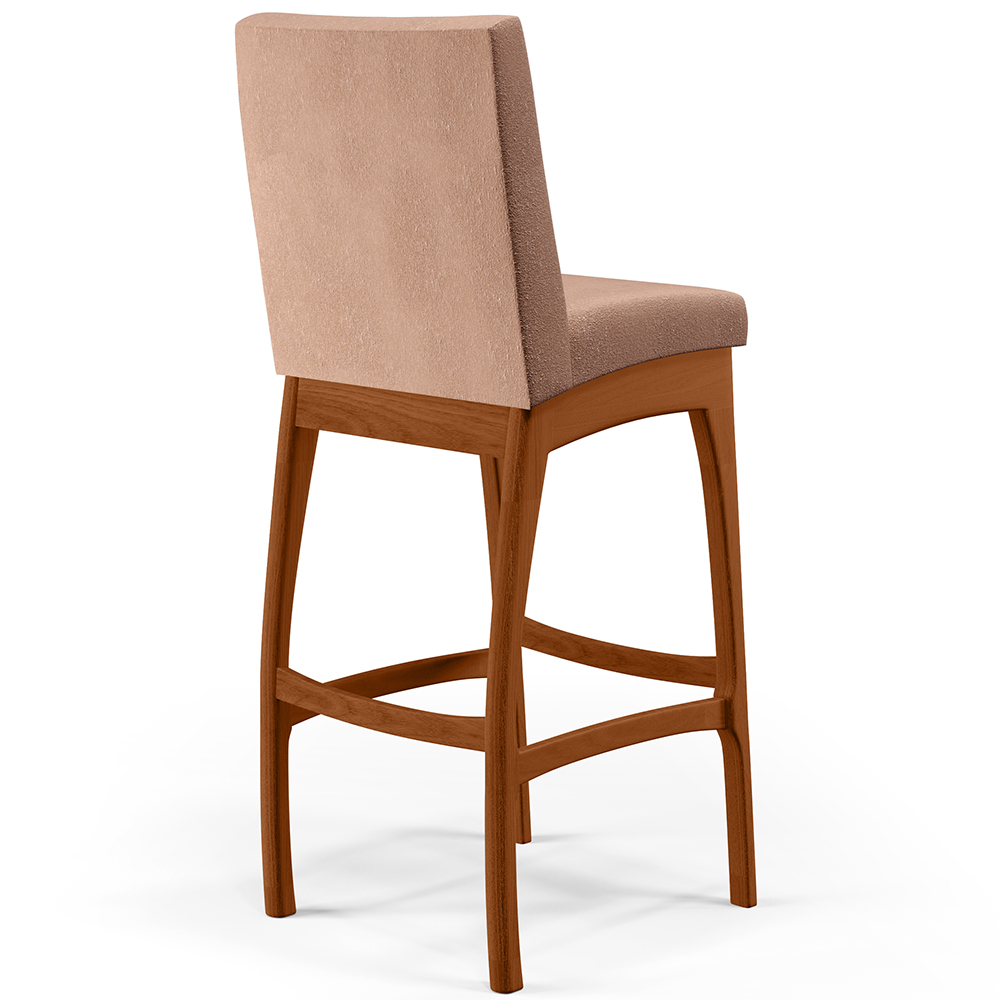 Banqueta Alta Para Cozinha Sala de Jantar Fixa Mila B04 Linho Rosê - Lyam Decor