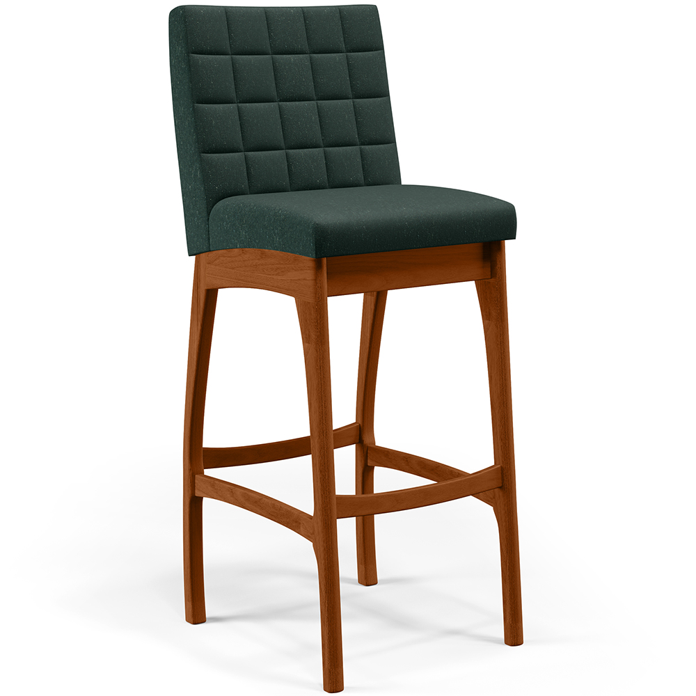 Banqueta Alta Para Cozinha Sala de Jantar Fixa Mila B04 Linho Verde Musgo - Lyam Decor