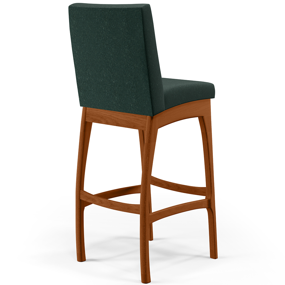 Banqueta Alta Para Cozinha Sala de Jantar Fixa Mila B04 Linho Verde Musgo - Lyam Decor