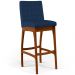 Banqueta Alta Para Cozinha Sala de Jantar Fixa Mila B04 Suede Azul Marinho - Lyam Decor