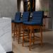 Banqueta Alta Para Cozinha Sala de Jantar Fixa Mila B04 Suede Azul Marinho - Lyam Decor