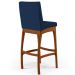 Banqueta Alta Para Cozinha Sala de Jantar Fixa Mila B04 Suede Azul Marinho - Lyam Decor