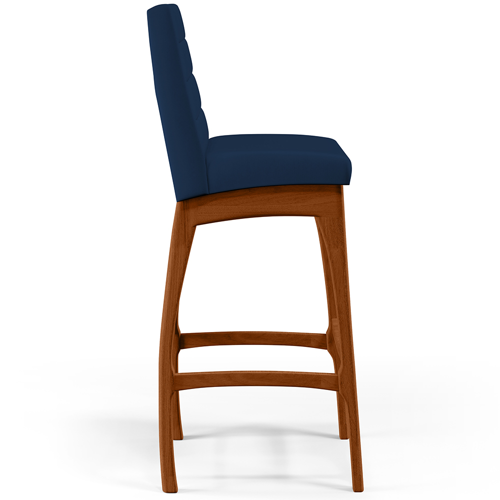 Banqueta Alta Para Cozinha Sala de Jantar Fixa Mila B04 Suede Azul Marinho - Lyam Decor