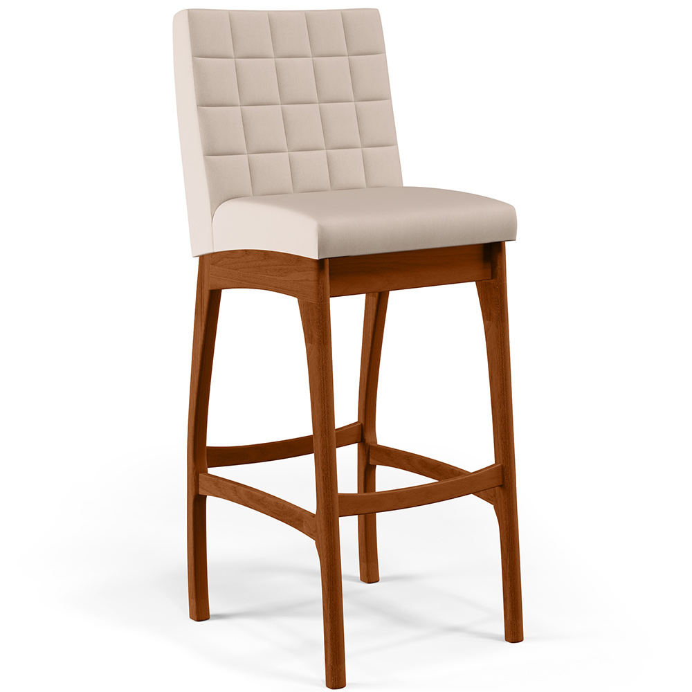 Banqueta Alta Para Cozinha Sala de Jantar Fixa Mila B04 Suede Bege - Lyam Decor