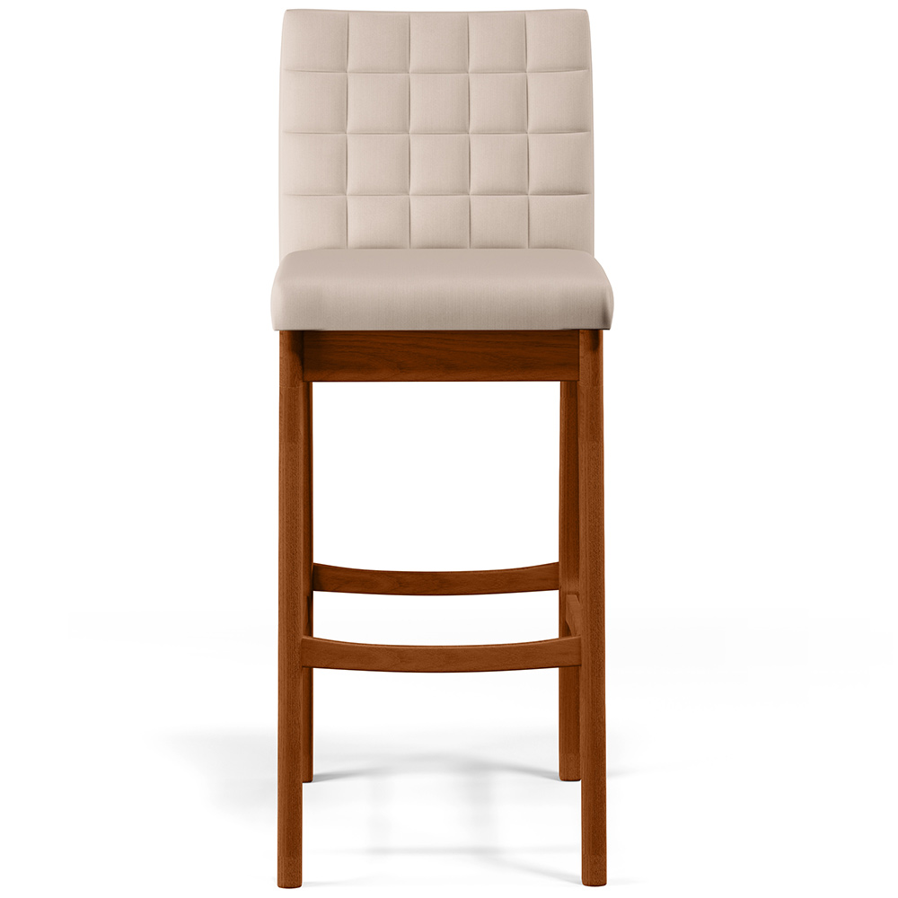 Banqueta Alta Para Cozinha Sala de Jantar Fixa Mila B04 Suede Bege - Lyam Decor