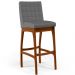 Banqueta Alta Para Cozinha Sala de Jantar Fixa Mila B04 Suede Cinza - Lyam Decor