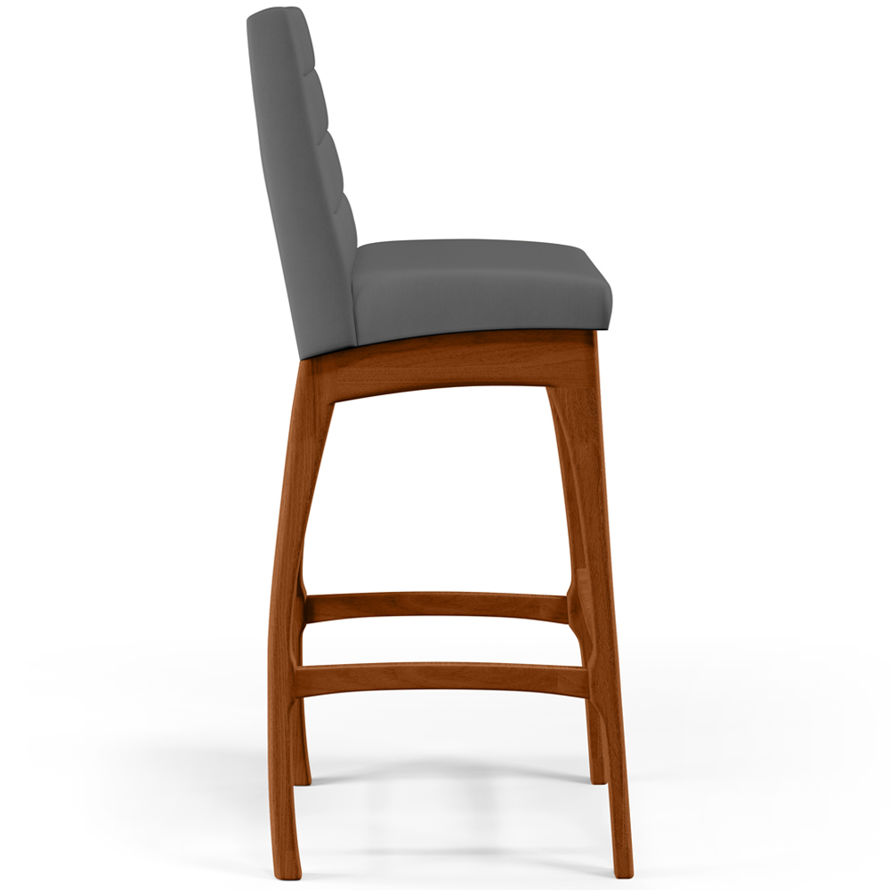 Banqueta Alta Para Cozinha Sala de Jantar Fixa Mila B04 Suede Cinza - Lyam Decor