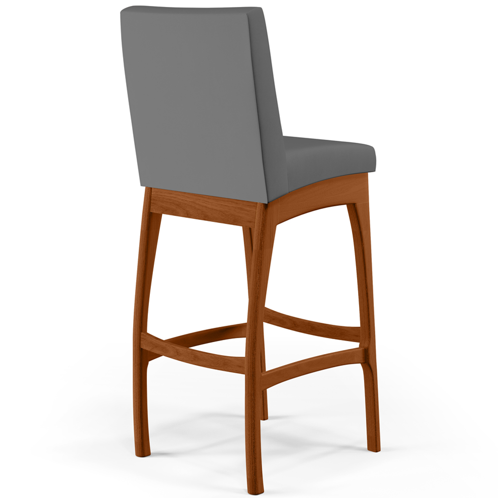 Banqueta Alta Para Cozinha Sala de Jantar Fixa Mila B04 Suede Cinza - Lyam Decor